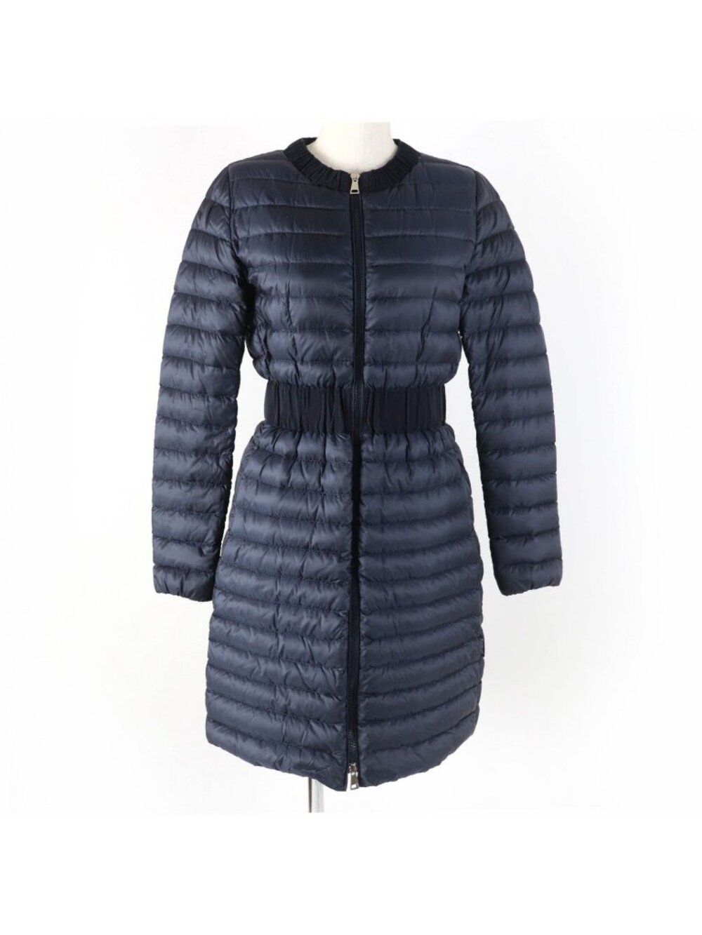 Moncler Hodenite Zip UP Light Down Coat Collarless Navy